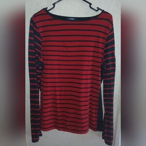 Chaps Red and Black Striped Shirt